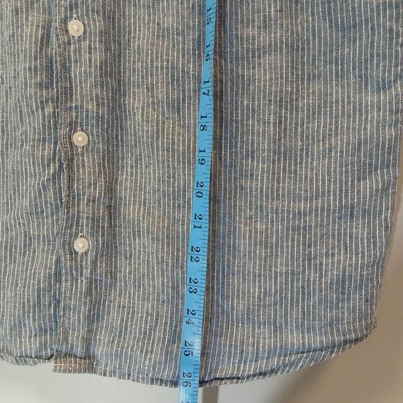 Everlane womens small 100% linen shirt blue stripe substantial capsule top - Picture 3 of 8
